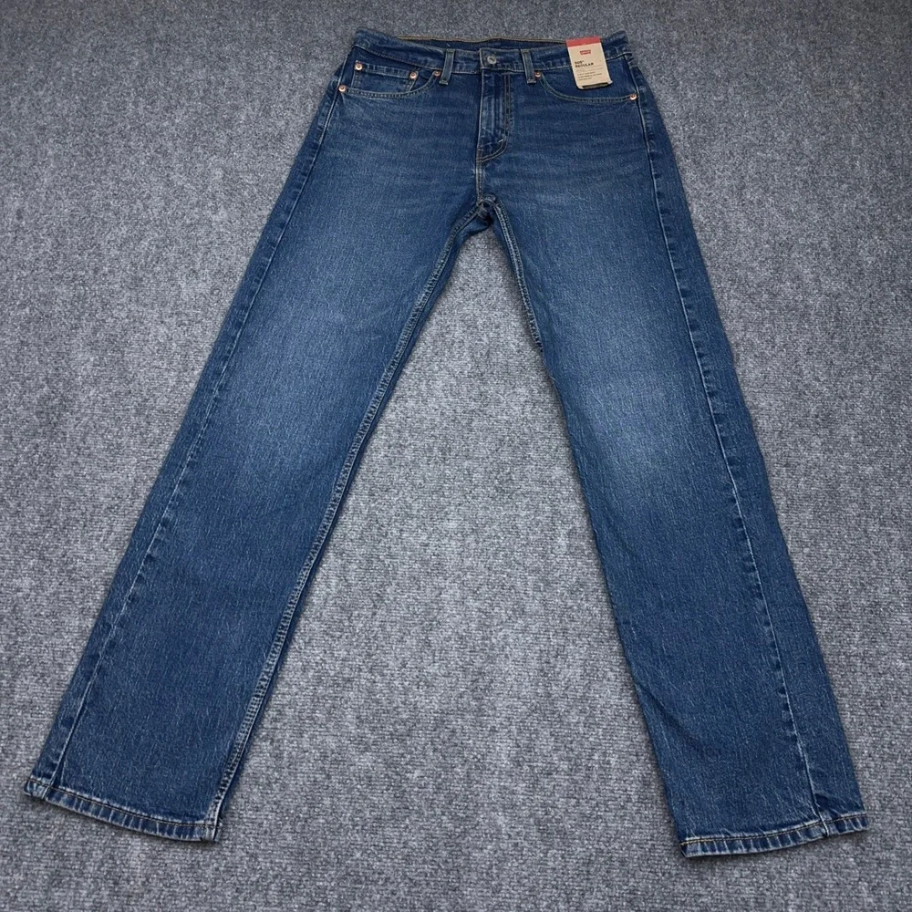 NEW Levi's 505 Jeans Men's 32x34 Blue Regular Straight Stretch Denim Medium Wash
